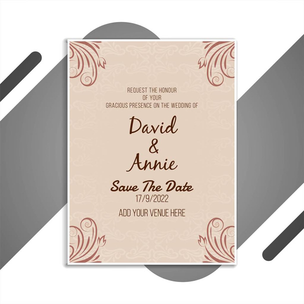 Beautiful wedding Invitation card template - Vector, Image