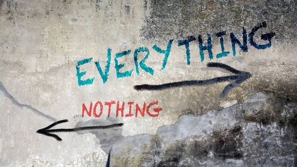 Wall Graffiti Everything vs Nothing - Photo, Image