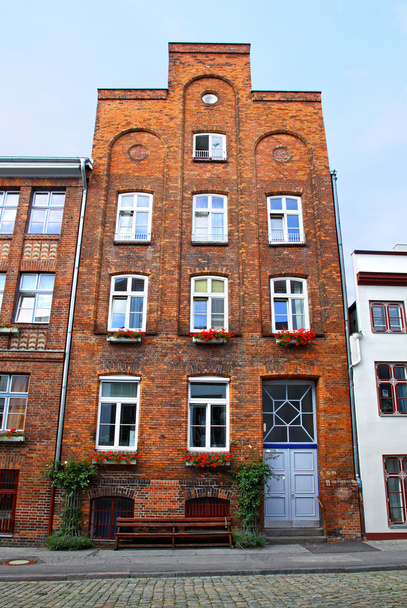 Facade of typical German residential house in Lubeck - Foto, imagen