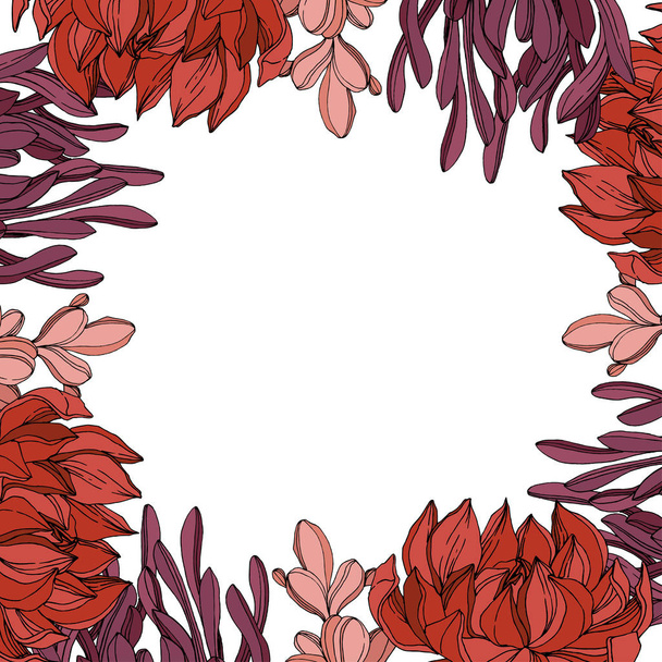Vettore Giungla botanico fiore succulento. Illustrazione dell'arte dell'inchiostro incisa. Quadrato ornamento bordo cornice
. - Vettoriali, immagini
