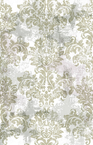Rococo Baroque texture pattern Vector. Floral ornament decoration. Victorian engraved retro design. Vintage fabric decors. Luxury fabrics - Vector, Image