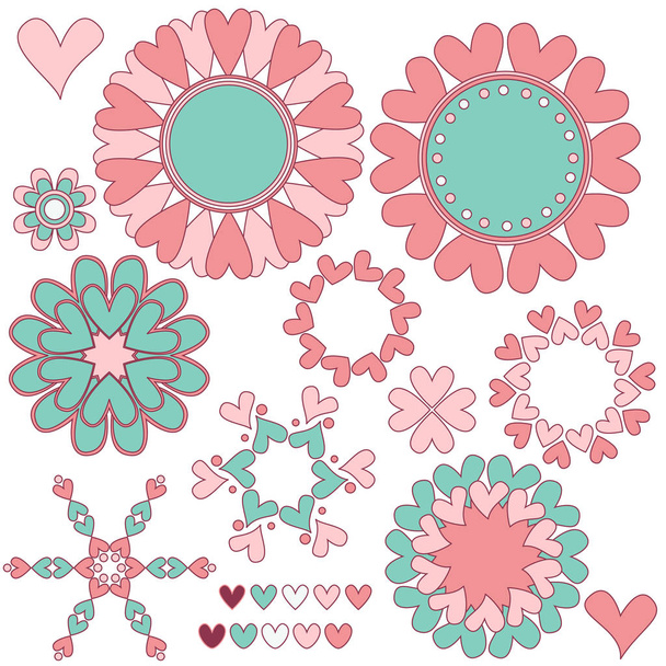 Romantic hearts ornament collection  - Vector, afbeelding