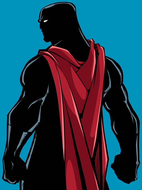 Superhero Back Battle Mode Silhouette - Vektor, Bild