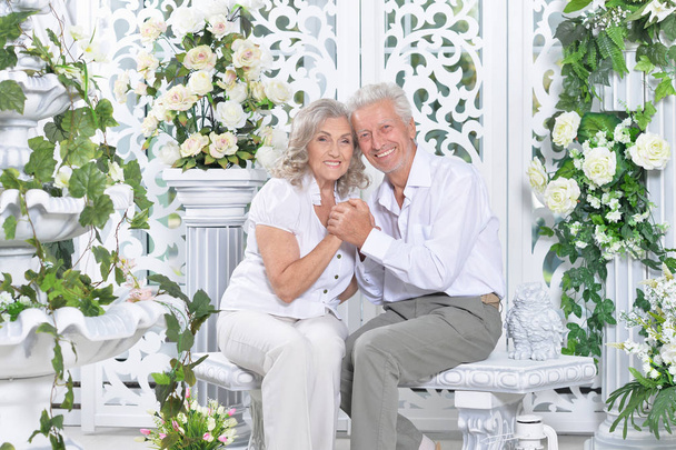 portret szczęśliwej pary seniorów pozowanie  - Zdjęcie, obraz