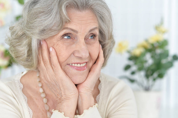 happy Senior woman portrait at home - Photo, Image