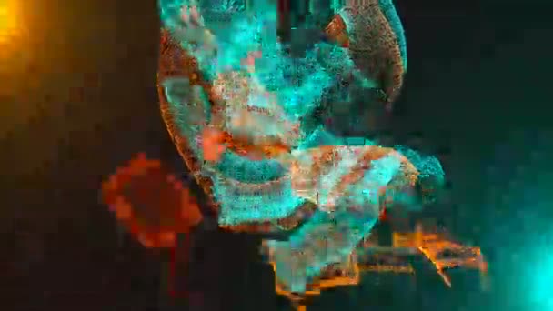 Spostamento delle particelle nello spazio 3d con illuminazione, sfondo generato dal computer di rendering 3d
 - Filmati, video