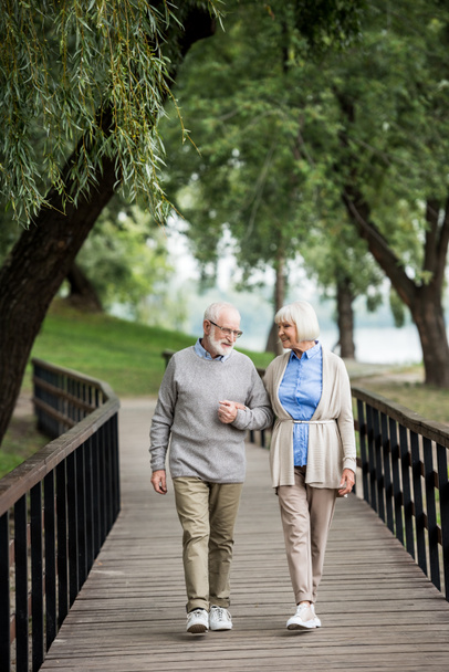 buena pareja de ancianos disfrutando de caminar en el parque
 - Foto, Imagen