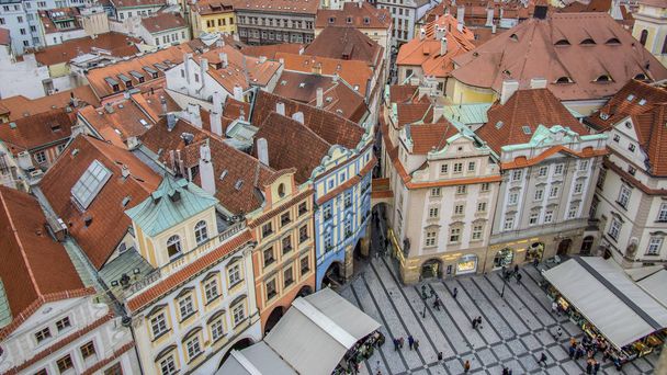 Prague view from tower on the red roofs' - Foto, Bild