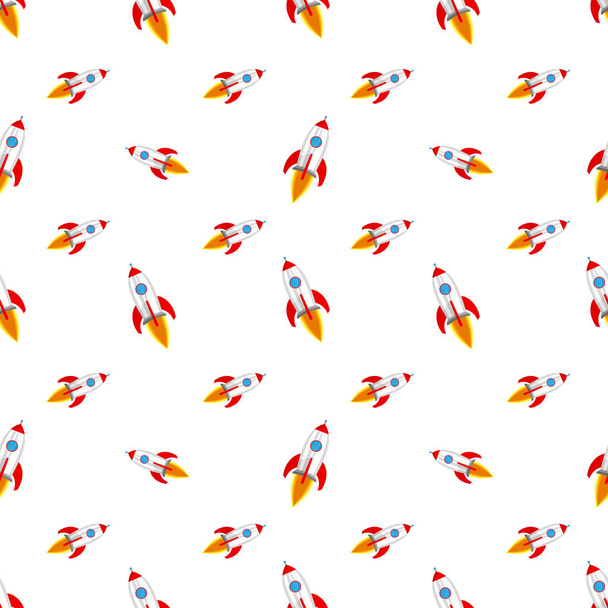 Seamless background with Rockets. Vector illustration. Abstract Rocket ship pattern. - Vektör, Görsel