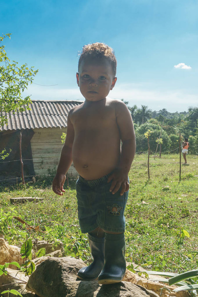 Las Terrazas, Cuba - 28 de diciembre de 2016: niño en casa rural de Las Terrazas, región del Pinar del Río
. - Foto, imagen