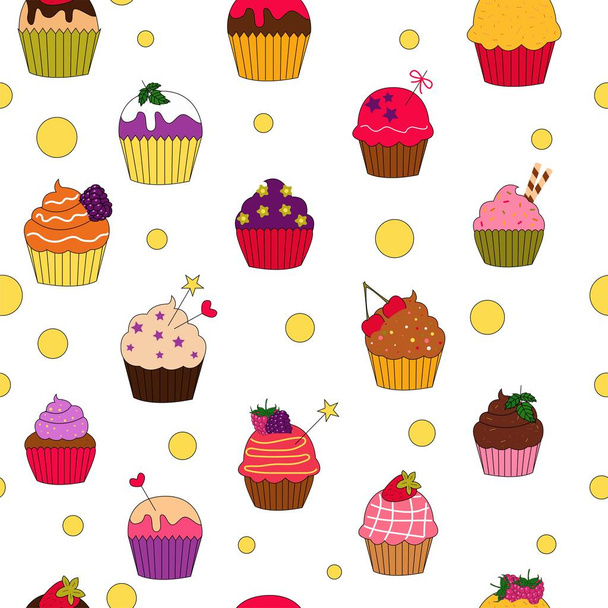 värillinen cupcakes kuvio
 - Vektori, kuva