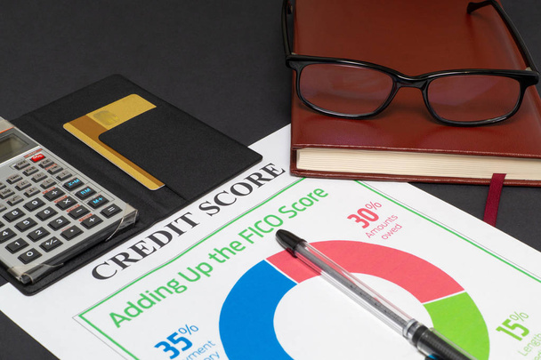 Credit score report with calculator - Photo, Image