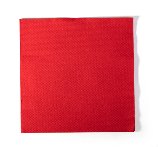 白い背景で隔離赤い紙ナプキン - 写真・画像