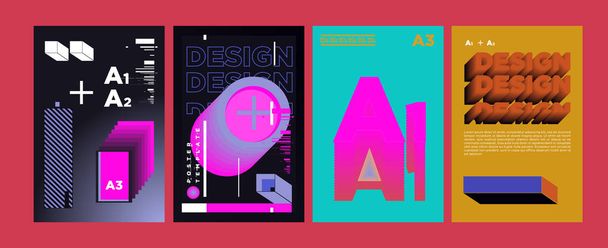 Dekking en Poster ontwerpsjabloon voor Magazine. Trendy Vector typografie en kleurrijke afbeelding Collage voor dekking en pagina-indeling ontwerpsjabloon  - Vector, afbeelding