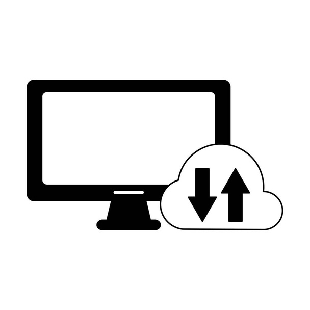 οθόνη υπολογιστή χώρου αποθήκευσης στο cloud - Διάνυσμα, εικόνα