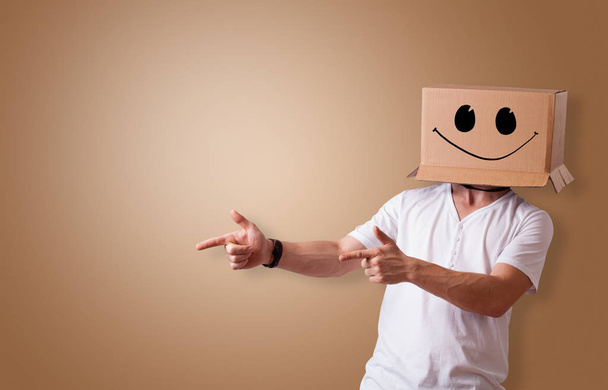 Man with cardboard head - Photo, Image