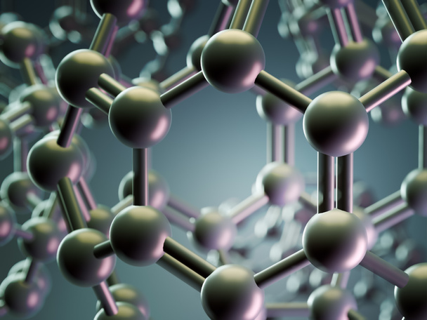 3D rendering, gömb alakú fullerane molekulák - Fotó, kép