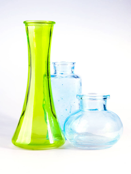 Vintage transparent glass flower vases - Valokuva, kuva
