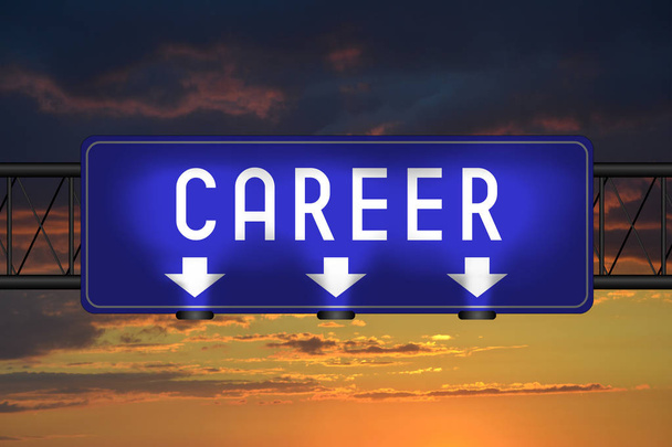Career street sign, sunset sky in background. - Photo, Image