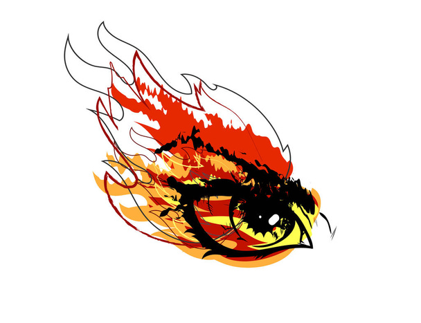 Glowing , burning, a dangerous one eye symbol - Vector, Image