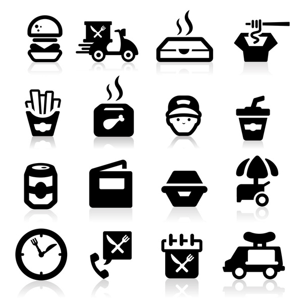 Fast-food pictogrammen instellen elegante serie - Vector, afbeelding