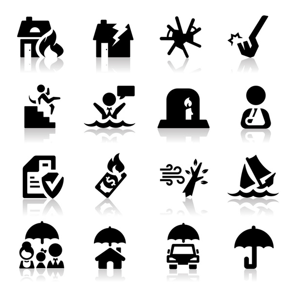 Conjunto de iconos de seguros Elegante serie
 - Vector, Imagen
