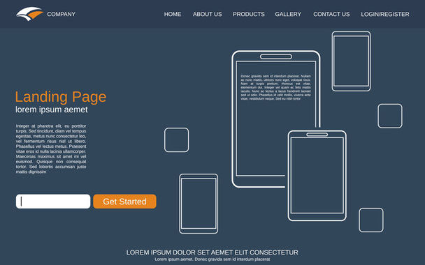 Website Zielseite Vektor-Vorlage. minimalistischer Design-Hintergrund für Webseite, Banner und Anwendung - Vektor, Bild