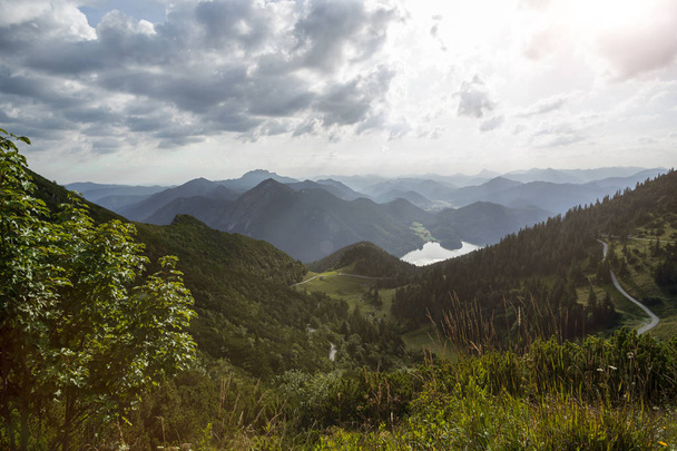 View from top of Herzogstand mountain, Bavaria, Germany - Photo, Image