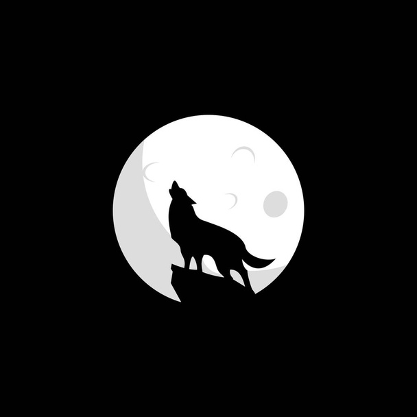 Wolf Σελήνη λογότυπο του σχεδιασμού. Λύκος εικονίδιο επίπεδη διανυσματικά εικονογράφηση για λογότυπο. - Διάνυσμα, εικόνα
