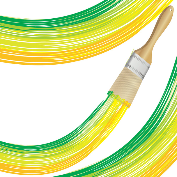 пензлик фарбує зелений і жовтий штрих
 - Вектор, зображення