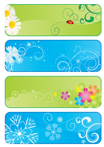 векторный набор из 4 различных сезонных баннеров
 - Вектор,изображение