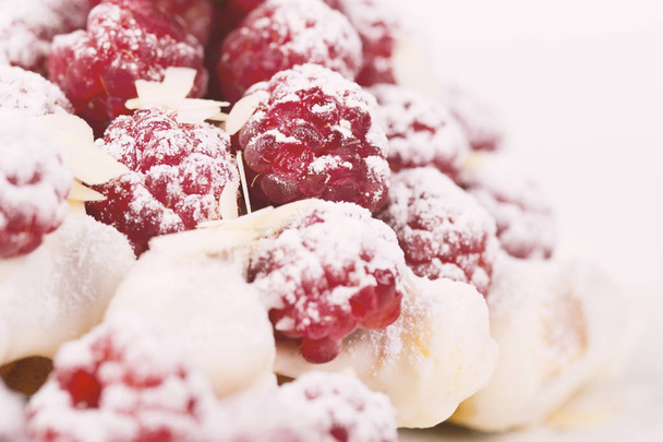 waffles with raspberry powdered sugar powder - Photo, Image
