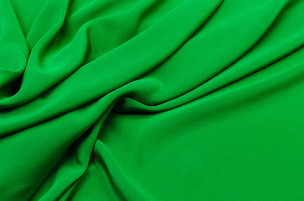 Stretch ipek kumaş, krep de Chine parlak yeşil, - Fotoğraf, Görsel