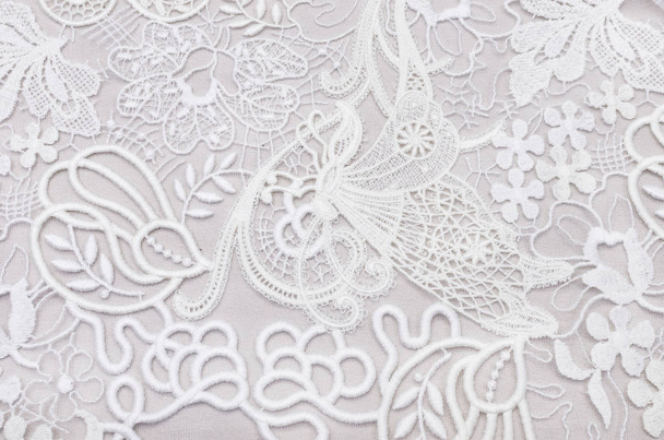 Lace cloth macrame of their cotton and polyamide of ivory - Photo, Image