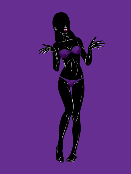 Violet bikini girl silhouette - Vektör, Görsel