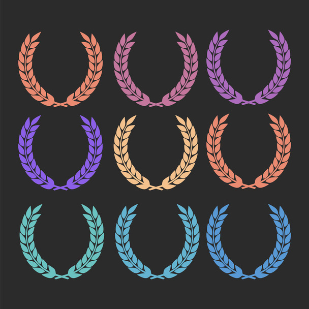 Circulaire vectorwinnaar emblemen. Looikransen en lintrozetten vector - Vector, afbeelding