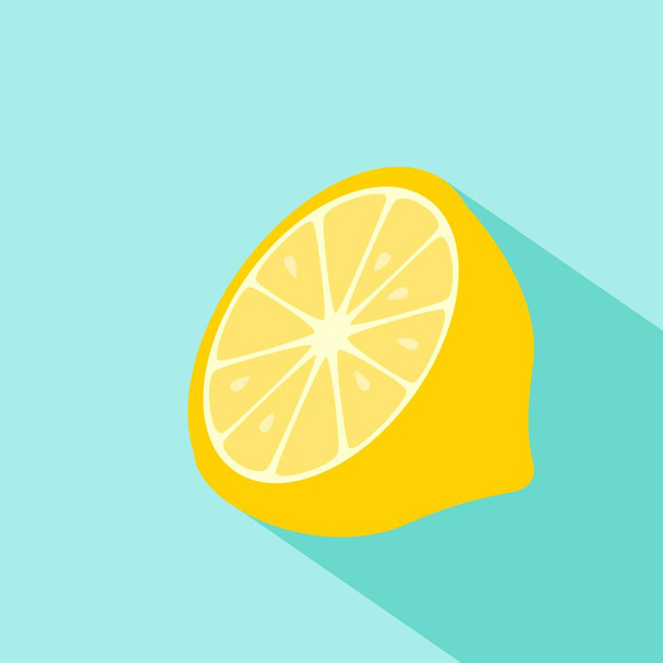 Vector illustration of lemon. Flat design with long shadow - ベクター画像