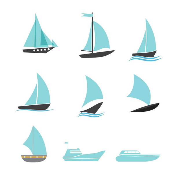 Ship icons set Isolate Background  - Διάνυσμα, εικόνα