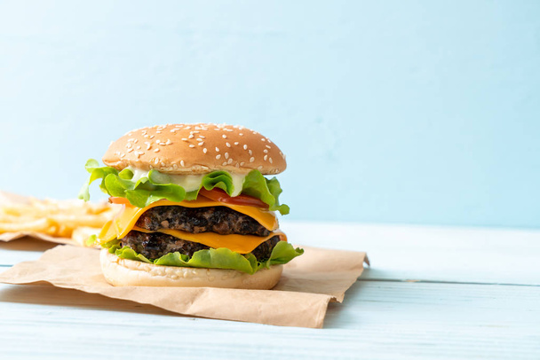 homemade and fresh tasty burger with cheese - 写真・画像