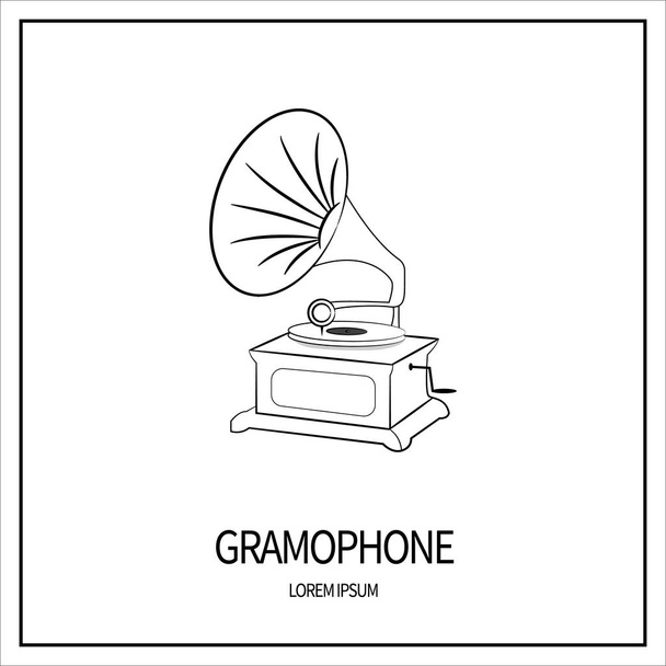gramofon izole simgesi - Vektör, Görsel