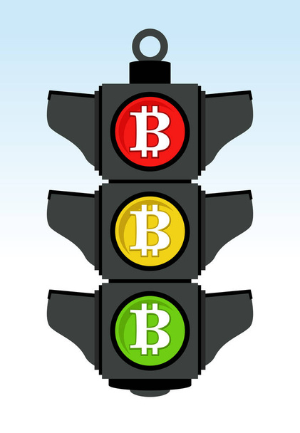 Bitcoin traffic lights, sell or buy market - Vector, Image