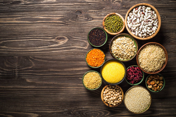 Grains, Legumes, and beans assortment top view. - Photo, Image