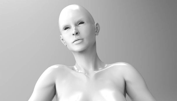 renderowania 3D. Cyborg ludzkiej głowy - Zdjęcie, obraz