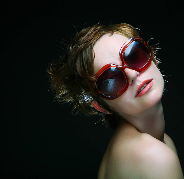 young woman with sunglasses - Photo, Image