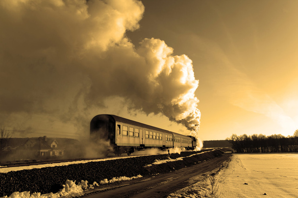 Tren de vapor retro viejo - Foto, Imagen