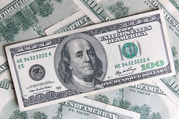 Background with money american hundred dollar bills - horizontal  - Foto, Imagem