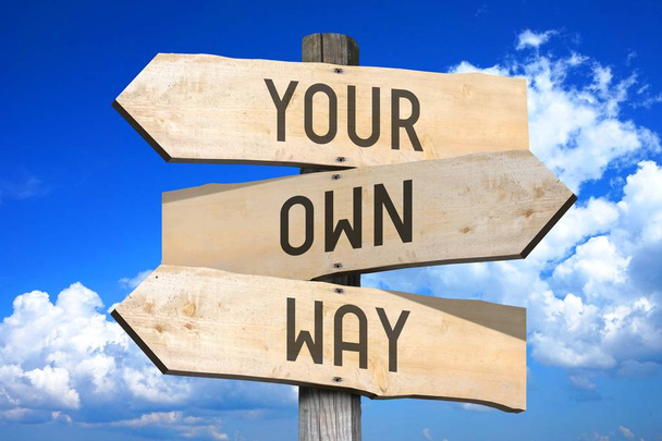 Your own way - wooden signpost - Photo, Image