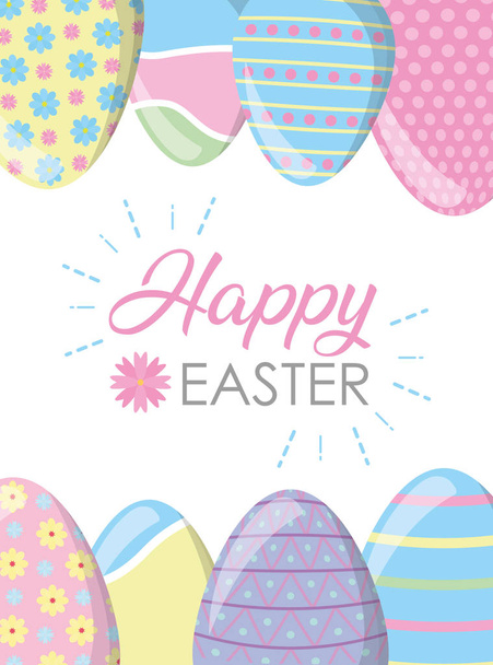 feliz Pascua huevos decoración marco
 - Vector, Imagen