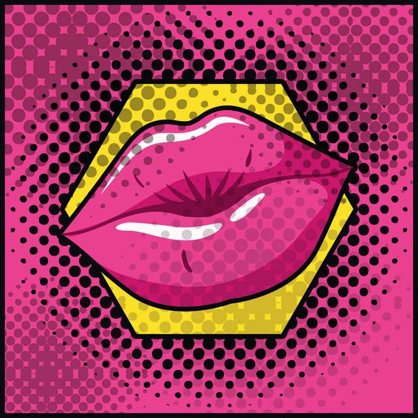 γυναικεία χείλη στυλ pop art - Διάνυσμα, εικόνα