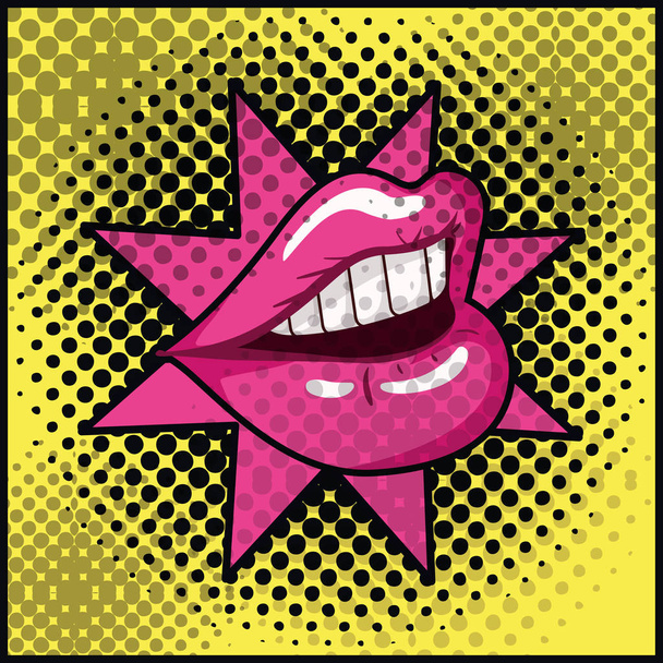 boca femenina con estilo de arte pop estrella
 - Vector, imagen